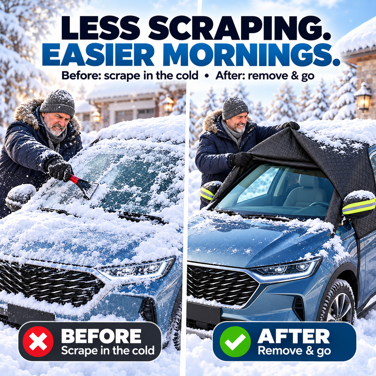 💞54K+ SOLD!🔥All-Season Windshield Snow Cover with Mirror Protection❄️