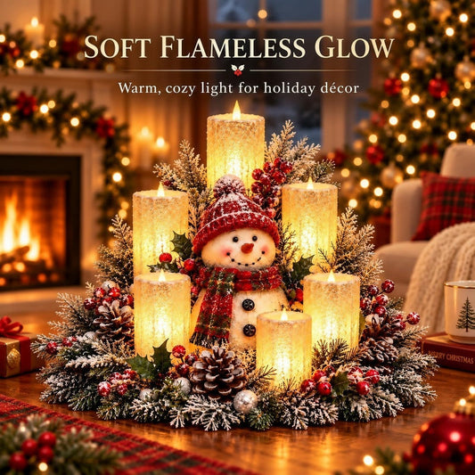 🌲Christmas Lighted Centerpiece with Flameless Candle Glow
