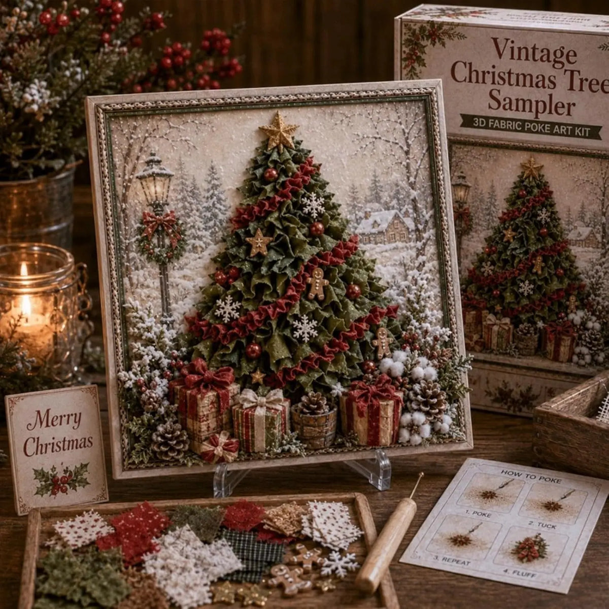 🎄 3D Christmas Fabric Poke Art DIY Craft Kit