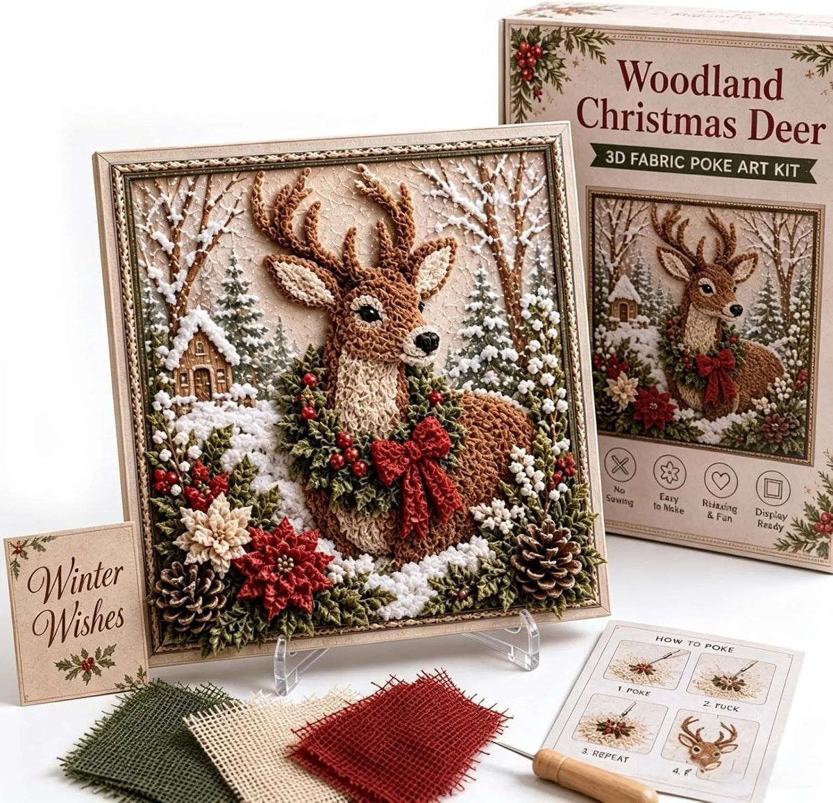 🎄 3D Christmas Fabric Poke Art DIY Craft Kit